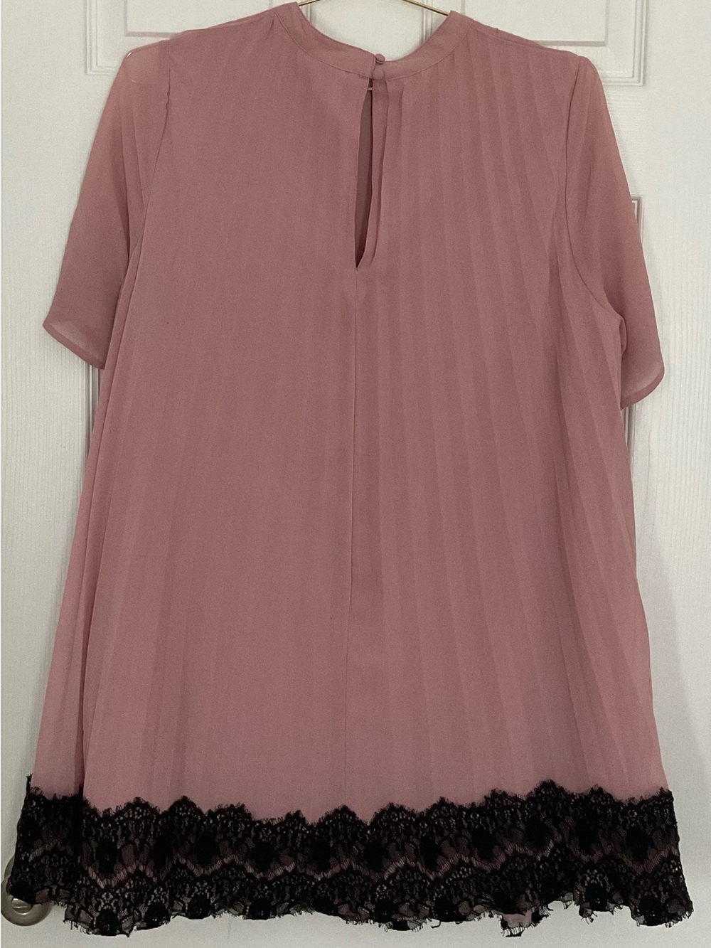 ASOS Dusty Rose Mini Dress with Black Lace Hem